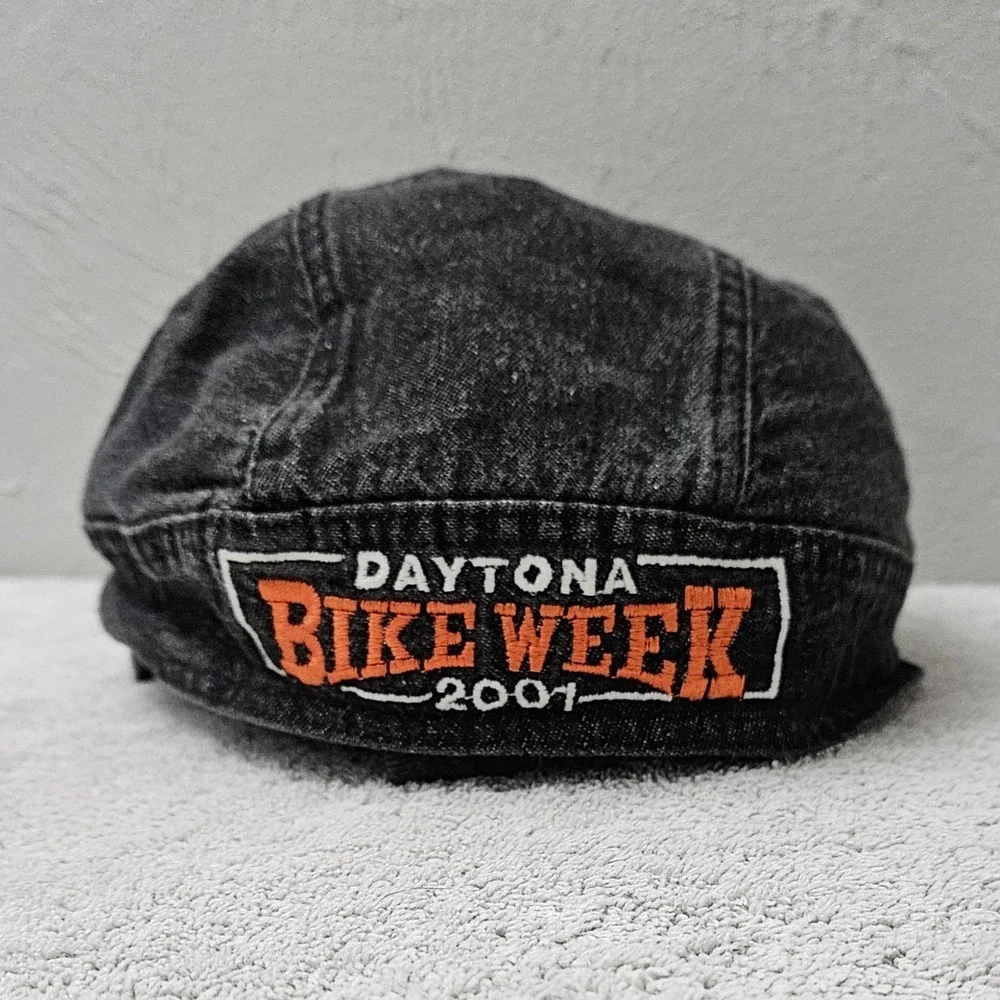 Vintage 2001 Daytona Bike Week Beanie Skull Cap Hat Biker One Size Tie Back